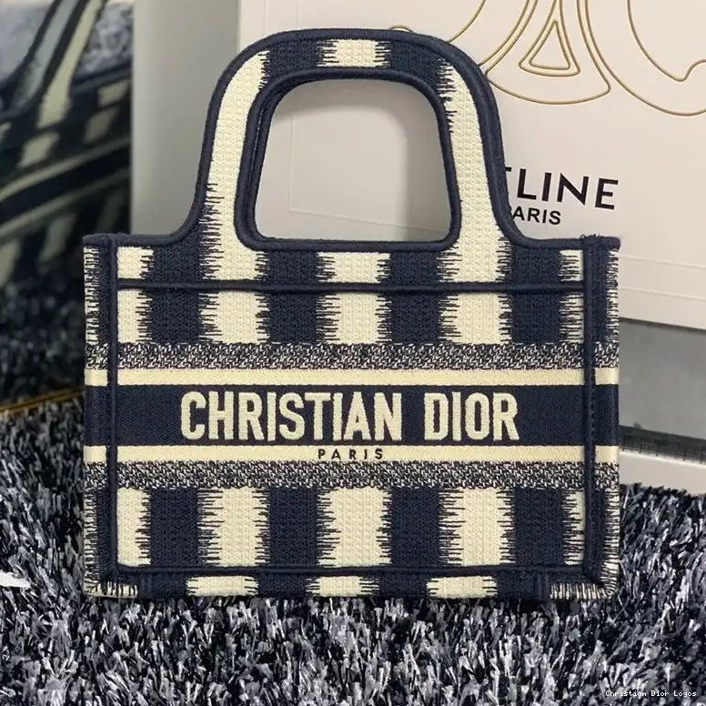 Tote Dior D-Stripes Motif Mini Blue Book Canvas 0630 Luxury